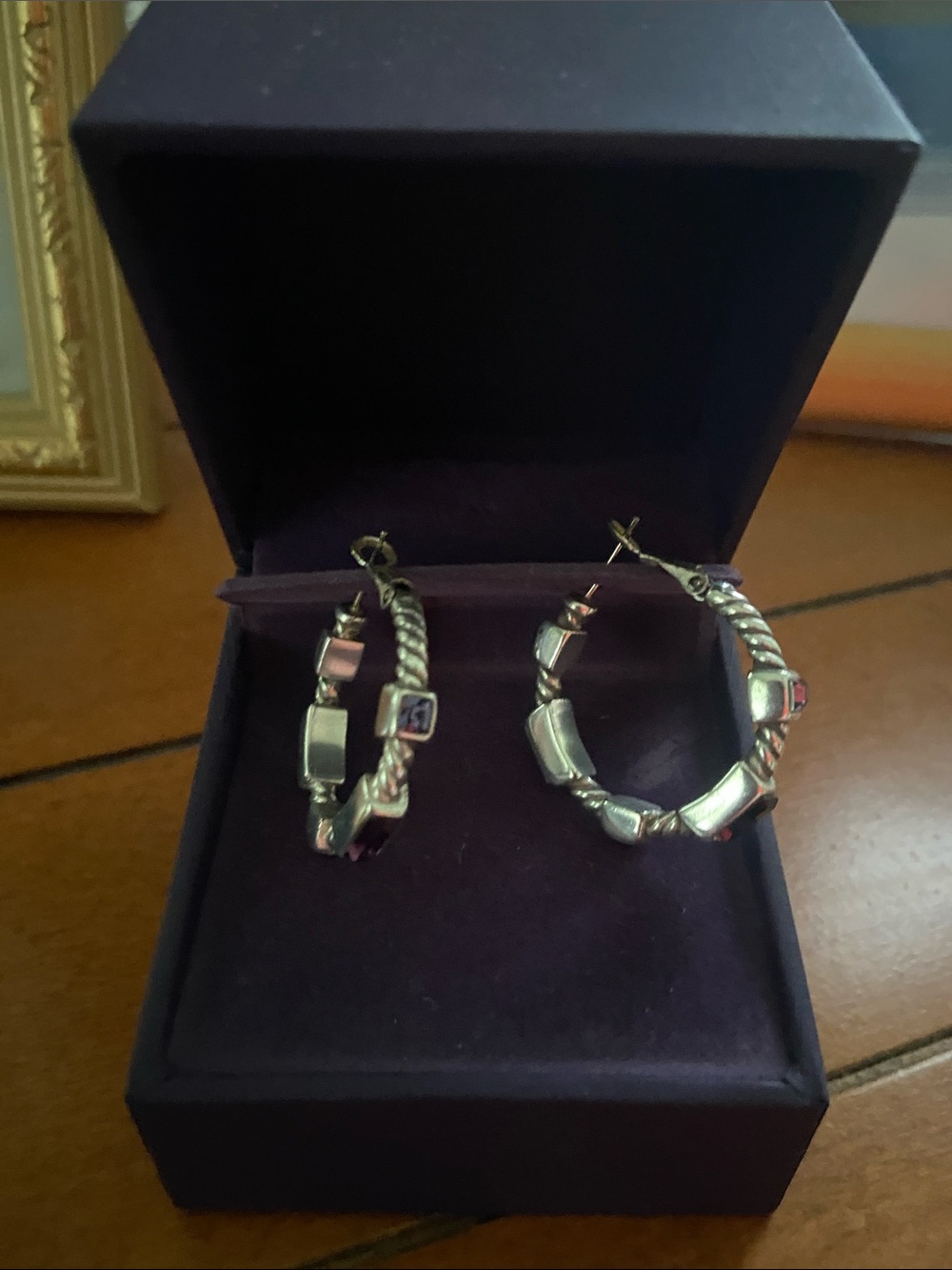 Silver-Tone Geometric Hoop Earrings